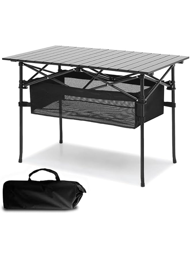 PROMASS Outdoor Folding Portable Picnic Camping Table, Aluminum Roll-Up Table With Easy Carrying Bag For Indoor,Outdoor,Camping, Beach,Backyard, Bbq, Party, Patio, Picnic (Medium)