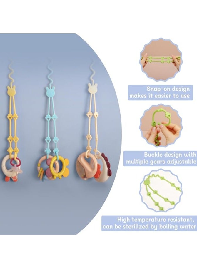 4 قطع من احزمة العاب الاطفال قابلة للتعديل لعربات الاطفال والكرسي العالي ومقعد السيارة وأسرّة الاطفال من ايوانز فايندز، عضاضة متعددة الاستخدامات وحامل العاب للاطفال الصغار، مستلزمات السفر، امنة للغسل - Image 4