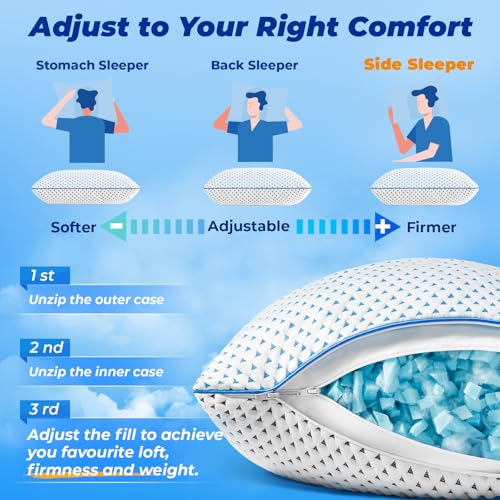 fulocean Small Cooling Shredded Memory Foam Pillow for Travel & Camping, Compressible Adjustable Pillow Washable Cover,Medium Firm Neck Lumbar Support,Ideal Sleeping,Car,Airplane,Toddler,Backpacking Essentials - Image 4