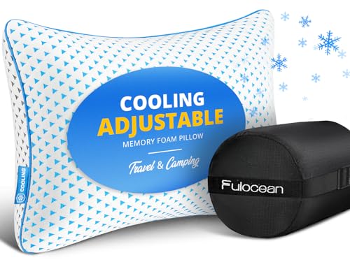 fulocean Small Cooling Shredded Memory Foam Pillow for Travel & Camping, Compressible Adjustable Pillow Washable Cover,Medium Firm Neck Lumbar Support,Ideal Sleeping,Car,Airplane,Toddler,Backpacking Essentials - Image 1