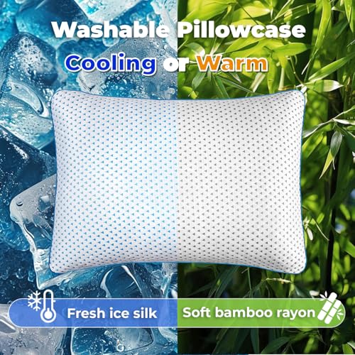 fulocean Small Cooling Shredded Memory Foam Pillow for Travel & Camping, Compressible Adjustable Pillow Washable Cover,Medium Firm Neck Lumbar Support,Ideal Sleeping,Car,Airplane,Toddler,Backpacking Essentials - Image 5