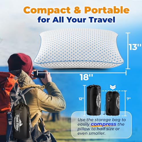 fulocean Small Cooling Shredded Memory Foam Pillow for Travel & Camping, Compressible Adjustable Pillow Washable Cover,Medium Firm Neck Lumbar Support,Ideal Sleeping,Car,Airplane,Toddler,Backpacking Essentials - Image 2