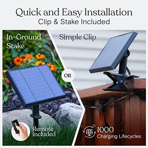 Brightech Ambience Pro Solar Powered Outdoor String Lights, 27ft Remote Control Commercial Grade Waterproof Patio Lights, 12 Edison Bulbs, Shatterproof LED String Lights for Outside - 1W Soft White - Image 4