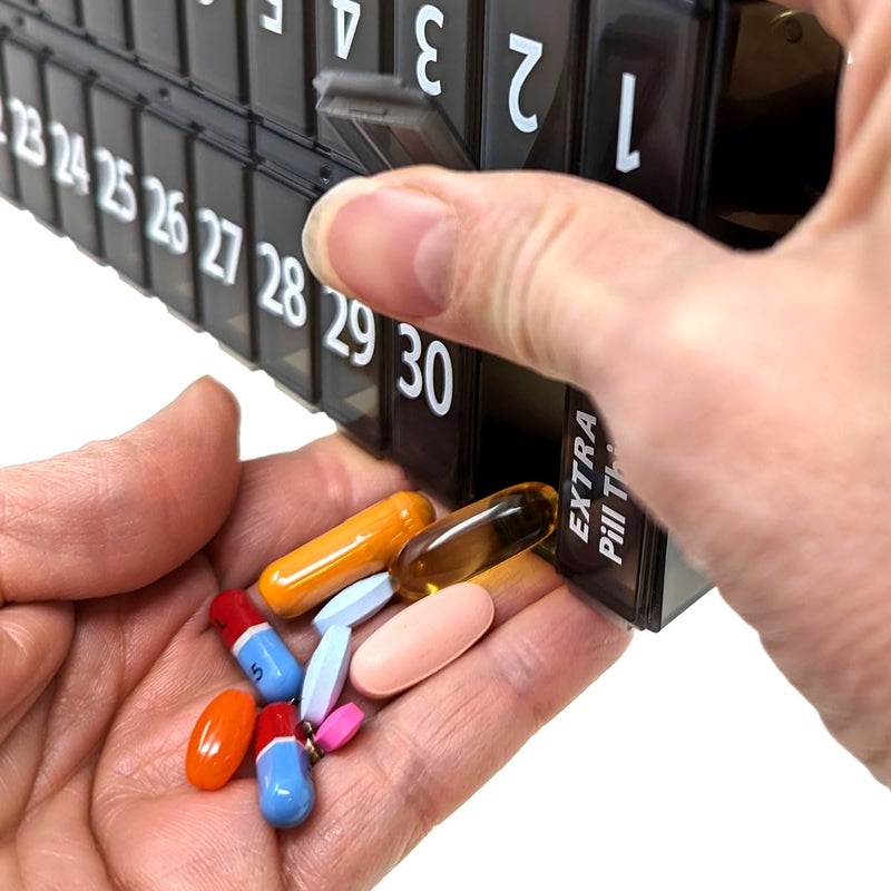 pill thing Once-a Day Monthly Pill Organizer Removable Lid for Easy Loading - Large Compartment Pill Box Medications for Entire Month Plus a Compartment for Extra Pills BPA Free - Image 5
