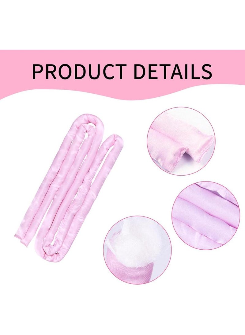 KHAJUL Satin Heatless Hair Curlers, Overnight Curling Rods No Heat, Soft Headband Scrunchies for Long or Short Hair, Hair Styling Care Tools for Girls and Women (Pink) - Image 3