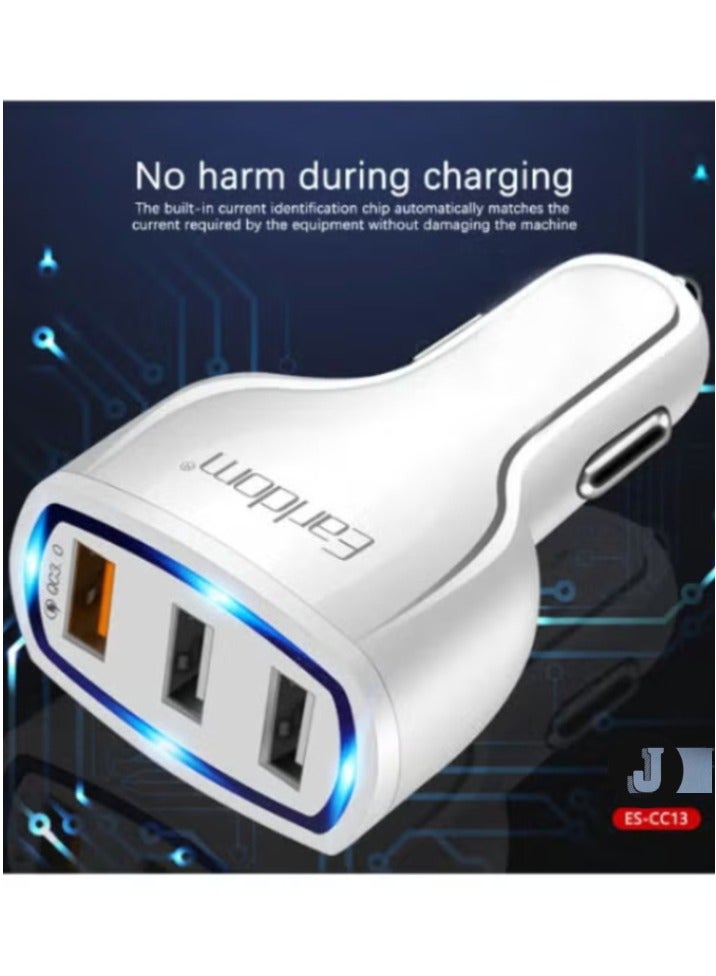 JAJEEK 3-Port Car Charger – High-Speed Charging with Advanced Safety Features for Multiple Devices - Image 1