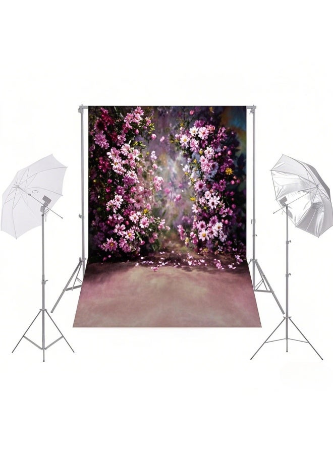 ANDOER 1.5* 2.1m/5* 7ft Flower Wall Photography Background Painting Style Wedding Backdrop Photo Studio Pros - Image 1