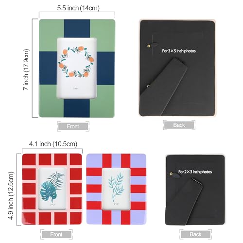 Gurfuy Set of 3 Picture Frame Tabletop - Colored Ceramic Photo Frames Table Top Display 2 of 2x3”, 1 of 3x5” Horizontal Vertical Formats for Home Hotel Decor (Can’t for Wall) Colored B - Image 2