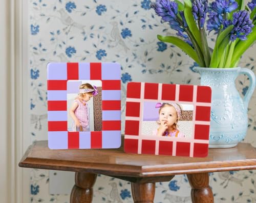 Gurfuy Set of 3 Picture Frame Tabletop - Colored Ceramic Photo Frames Table Top Display 2 of 2x3”, 1 of 3x5” Horizontal Vertical Formats for Home Hotel Decor (Can’t for Wall) Colored B - Image 3
