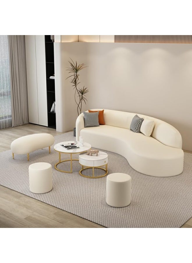 Zayn comforts Modern Beige Leather Sofa With Scratch - Image 3