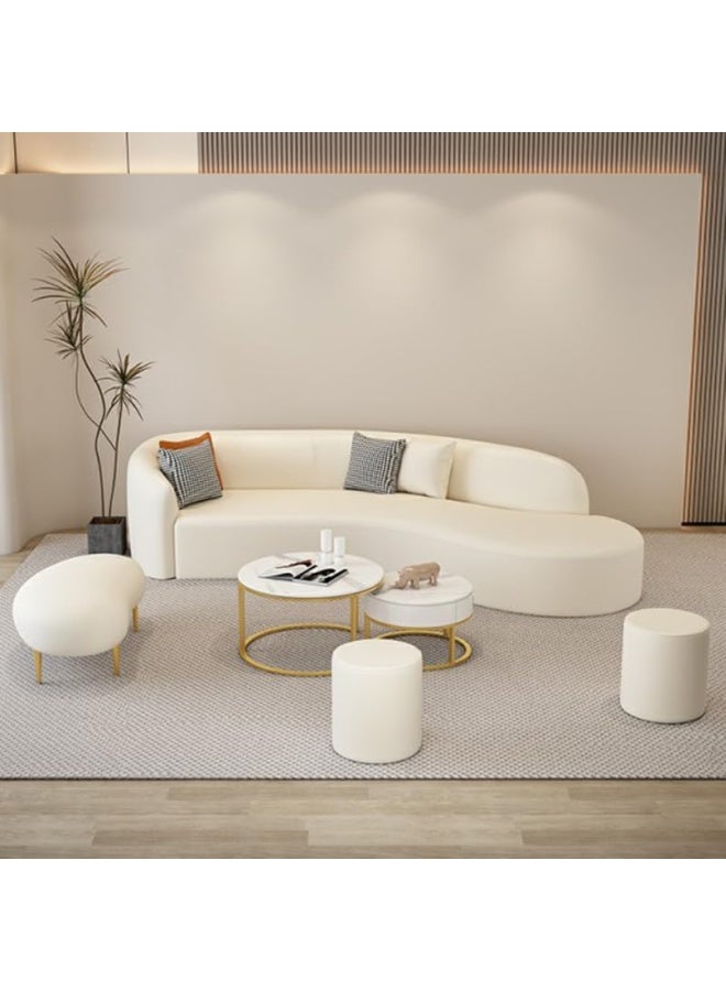 Zayn comforts Modern Beige Leather Sofa With Scratch - Image 1