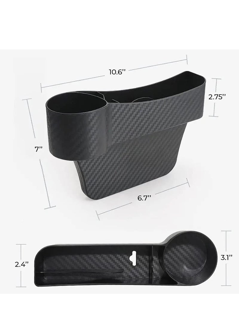 Car Seat Gap Organizer, Carbon Fiber Side Insert Multifunction Center Console Pocket Gap Filler Storage Space Extra Beverages, Sunglasses, Cup Holder Interior - Image 5