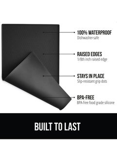Gorilla Grip 100% Waterproof Raised Edge Bpa Free Silicone Pet Feeding Mat, Dog Cat Food Mats Contain Spills Protects Floors, Placemats For Cats And Dogs Water Bowl, Pets Accessories 16X10, Black  - Image 2