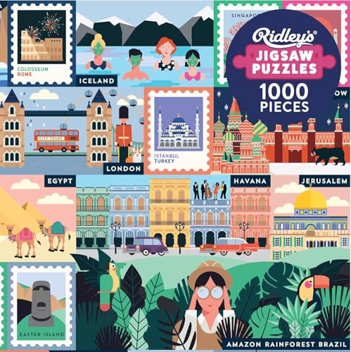 Ridley's Ridleys 50 AweInspiring Travel Destinations Bucket List 1000Piece Puzzle Unique Art Style for Travel Lovers Room Dcor After Completion - Image 1