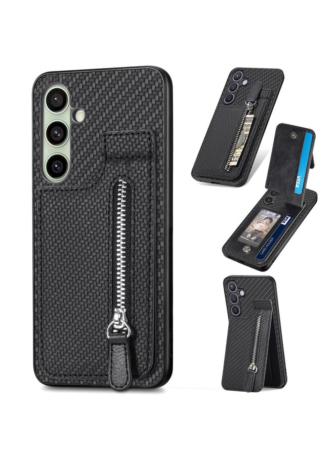 S-TOP Case For Samsung Galaxy A56 5G Carbon Fiber Vertical Flip Zipper Phone Case - Image 1