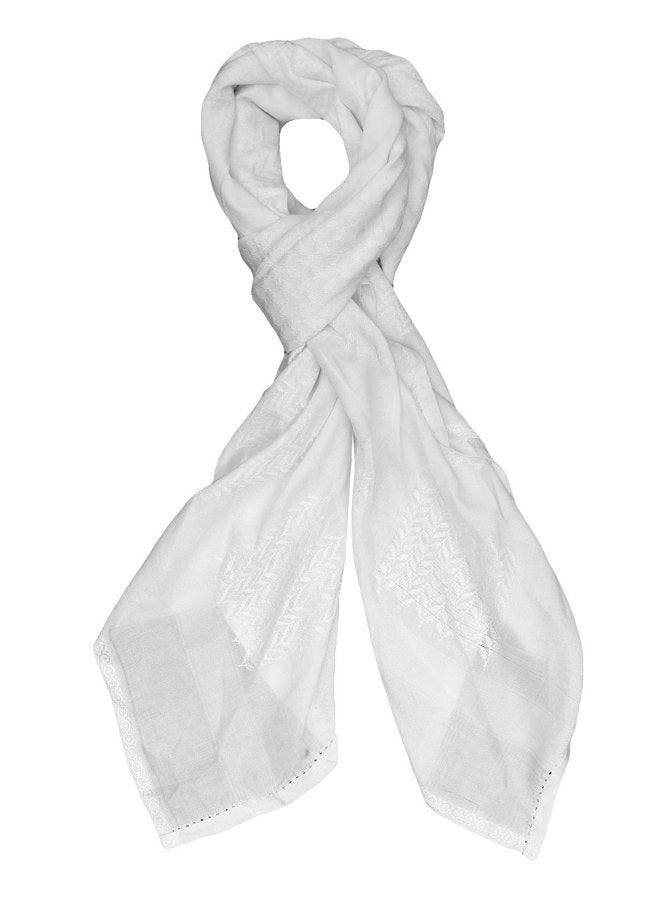 Merewill Cotton Shemagh Tactical Desert Wrap Keffiyeh Head Neck Arab Scarf For Men 49"x49", White, General Size - Image 4