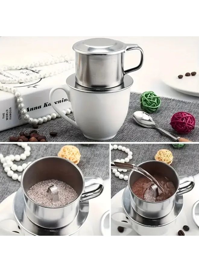 1pc Stainless Steel Vietnamese Coffee Drip Pot Leak Proof Filter Easy To Use Pour Over Coffee Maker For Home Brewing Durable Manual Coffee Tool Ideal Gift For Coffee Lovers On Fathers Day Christmas Summer Holidays - Image 1