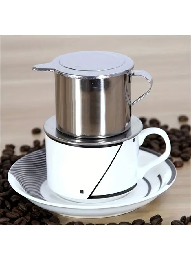 1pc Stainless Steel Vietnamese Coffee Drip Pot Leak Proof Filter Easy To Use Pour Over Coffee Maker For Home Brewing Durable Manual Coffee Tool Ideal Gift For Coffee Lovers On Fathers Day Christmas Summer Holidays - Image 3