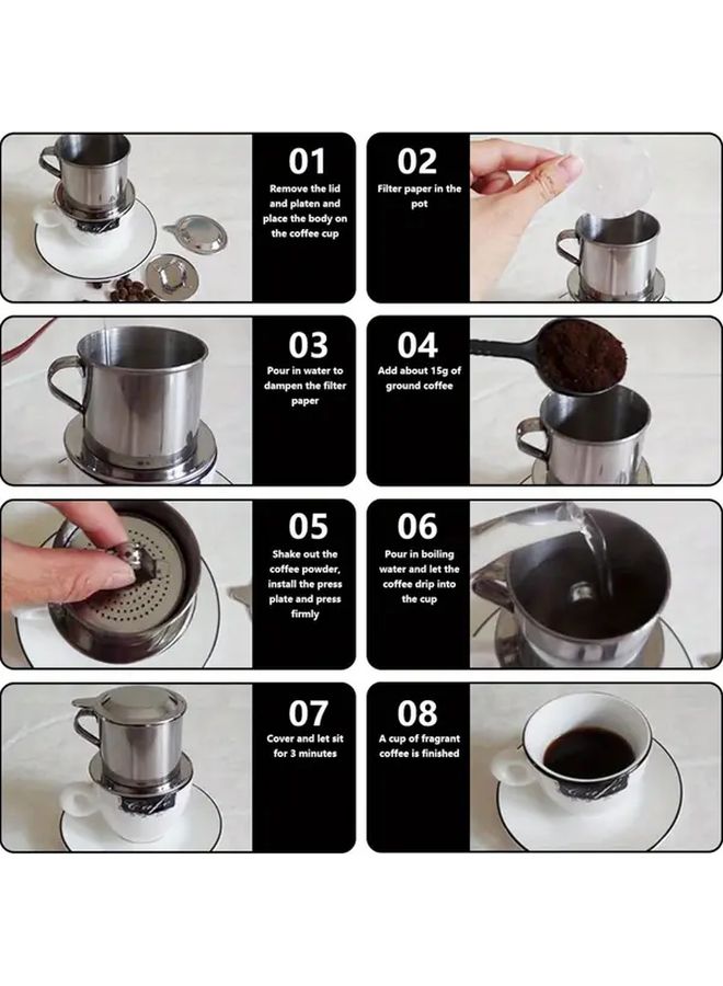 1pc Stainless Steel Vietnamese Coffee Drip Pot Leak Proof Filter Easy To Use Pour Over Coffee Maker For Home Brewing Durable Manual Coffee Tool Ideal Gift For Coffee Lovers On Fathers Day Christmas Summer Holidays - Image 5
