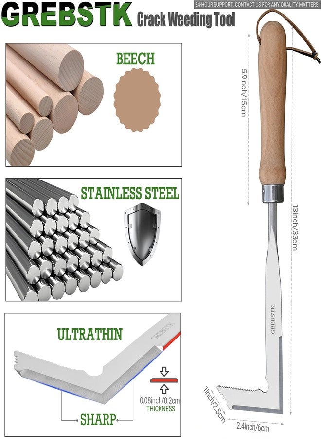 GREBSTK Crack Weeder Crevice Weeding Tool Manual Weeder Beech Handle Lawn Yard Gardening Tool - Image 2