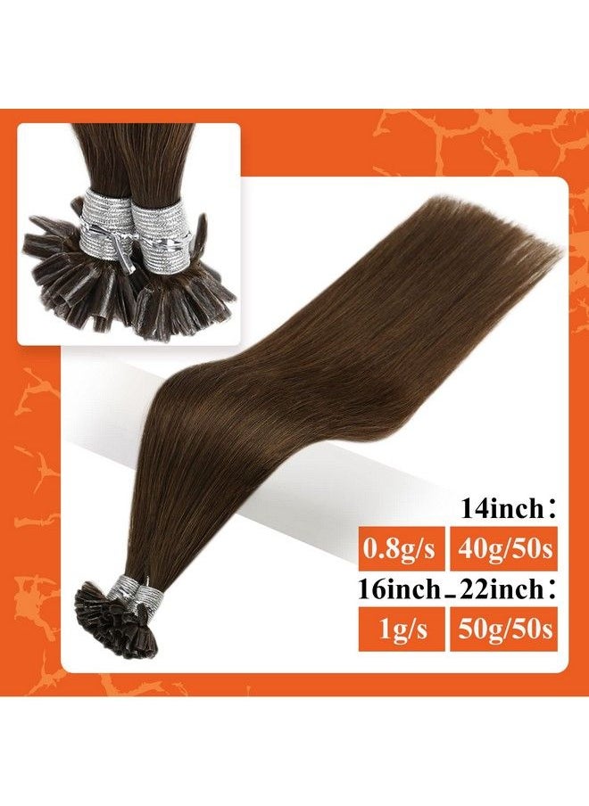 Full Shine U Tip Hair Extensions Real Human Hair Chocolate Brown Keratin Tip Hair Extensions Remy Hair Fusion Extensions Nail Tip Hair Extensions 14 Inch 40G 50 Strands  - Image 3