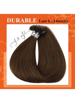 Full Shine U Tip Hair Extensions Real Human Hair Chocolate Brown Keratin Tip Hair Extensions Remy Hair Fusion Extensions Nail Tip Hair Extensions 14 Inch 40G 50 Strands  - Image 4