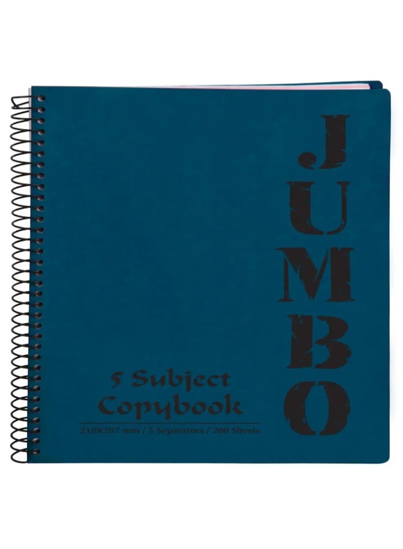 Mintra Jumbo NoteBook A4 Size, Lined Ruling 200 Sheets, 5 subjects  210*297 mm blue  - Image 1