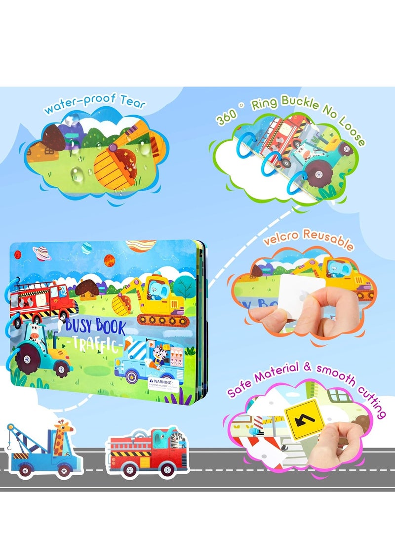 Montessori Toys Educational Busy Book, Early Learning Interactive Toys for Kids, Sensory Toy Preschool Activity Binder Busy Book for Develop Learning Skills (Traffic Theme)  - Image 4