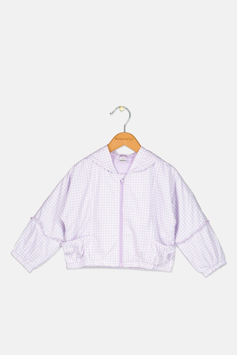 LC WAIKIKI جاكيت مقلّم بغطاء رأس للفتيات الصغيرات، متعدد الألوان - Image 1