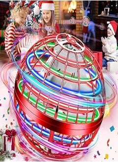 Flying Orb Hover Ball, Galactic Fidget Spinner Flying Orb, Cool Magic Floating Flying Ball Built-in LED Light, Hover Ball 360° Rotating Flying Space Ball for Kids Adults Christmas Birthday Gifts(Red)