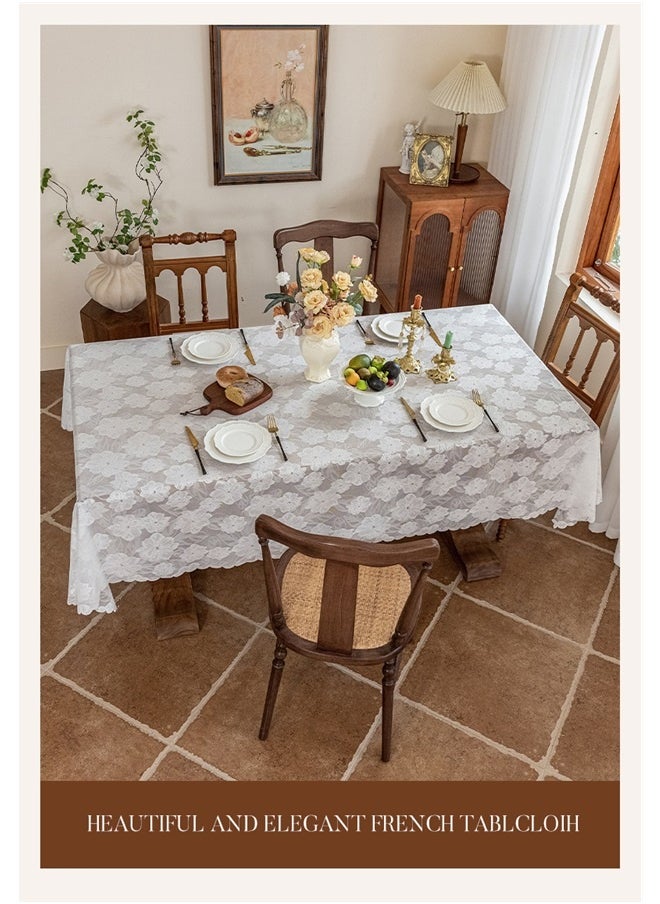 Generic New Lace Tablecloth Tea Table Top Premium Light Luxury Studio Atmosphere Table Cover Camellia (140 * 180cm)  - Image 5
