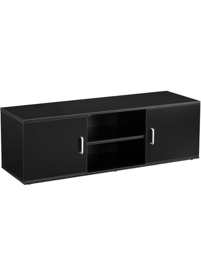 MODERN HOME Modern TV Stand with 2 Doors and Open Shelf – Black Wood Storage Unit for Wide Screen TVs, 120x30x40cm.  - Image 4