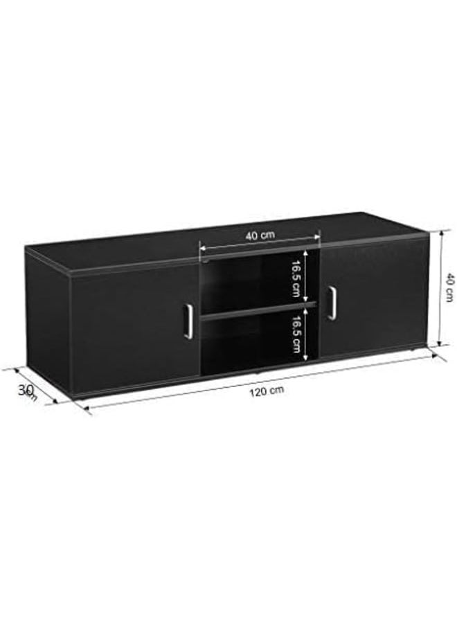 MODERN HOME Modern TV Stand with 2 Doors and Open Shelf – Black Wood Storage Unit for Wide Screen TVs, 120x30x40cm.  - Image 5