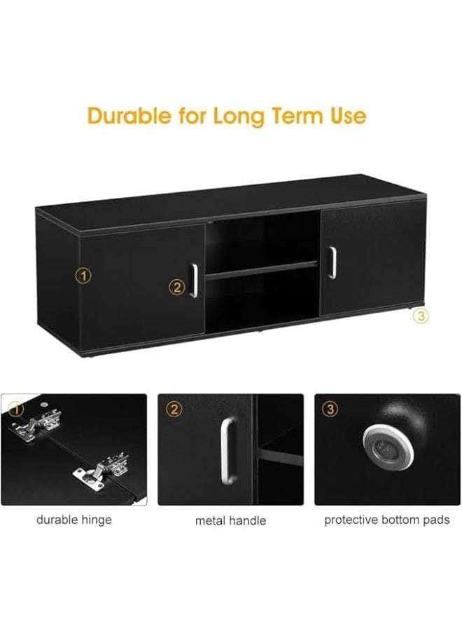 MODERN HOME Modern TV Stand with 2 Doors and Open Shelf – Black Wood Storage Unit for Wide Screen TVs, 120x30x40cm.  - Image 3
