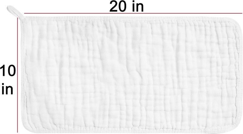 CottCare Muslin Burp Cloths for Baby 100% Cotton Large 20''X10'' 6 Layers Thicken Super Soft and Absorbent (6 Pack,White) - Image 2