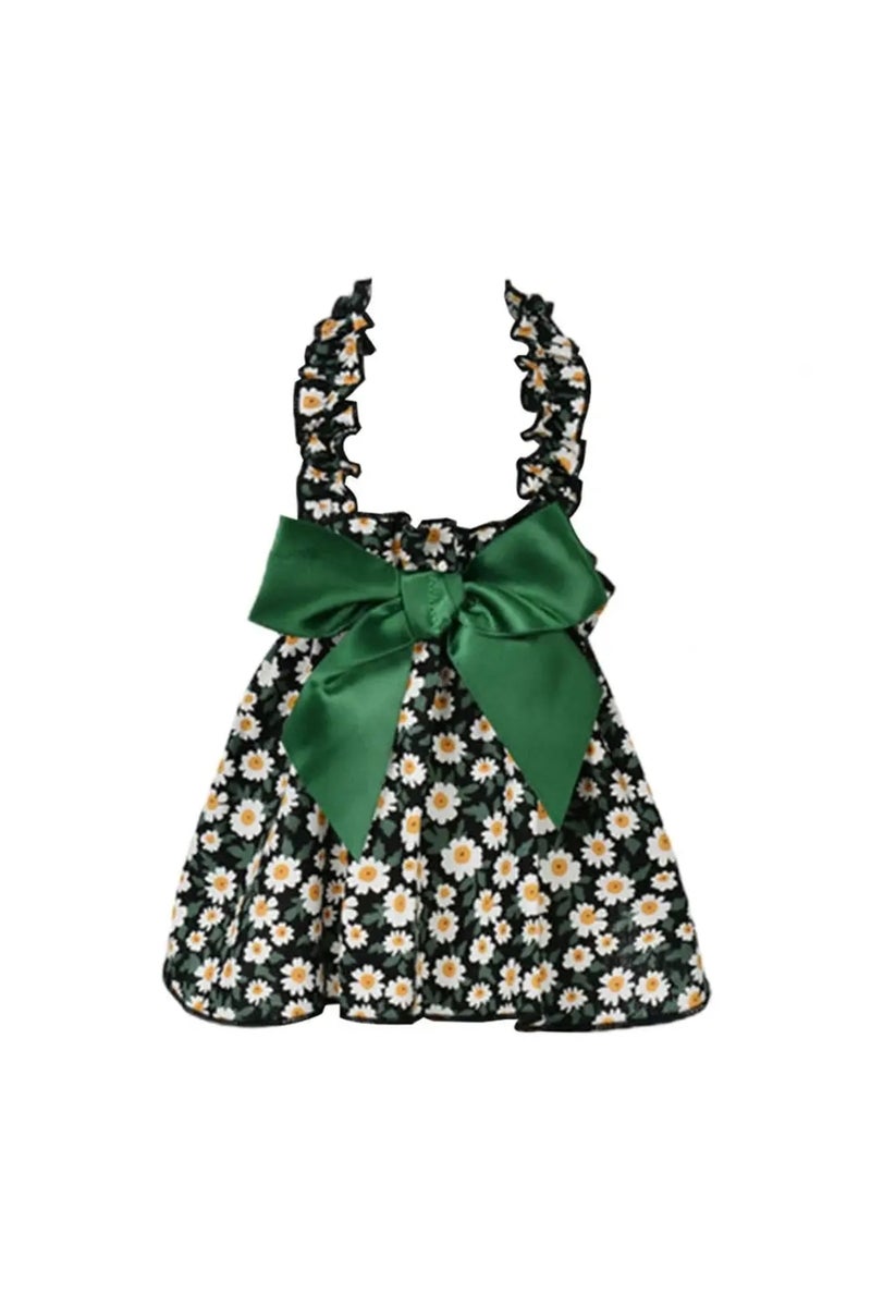 erorex M Cyan Flower Fashion Cat Pet Dog Dress Sleeveless Cyan Flower Slim Style Cat Princess Dog Dresses S - Image 3