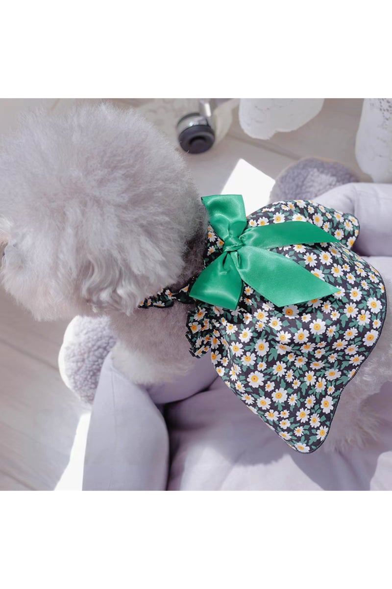 erorex M Cyan Flower Fashion Cat Pet Dog Dress Sleeveless Cyan Flower Slim Style Cat Princess Dog Dresses S - Image 5