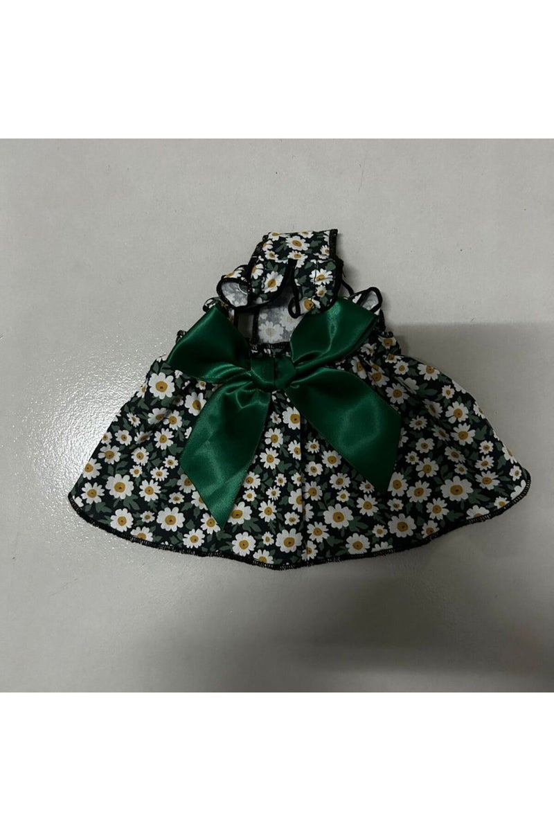 erorex M Cyan Flower Fashion Cat Pet Dog Dress Sleeveless Cyan Flower Slim Style Cat Princess Dog Dresses S - Image 2