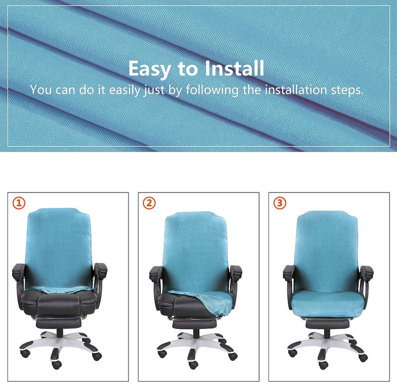 SARAFLORA Office Chair Cover- Large, Teal- Removable Computer Chair Cover for Office Chair with Zipper for Universal Rotating Chair Desk Chair Cover High Back Chair Seat Washable Protector for Pets - Image 4