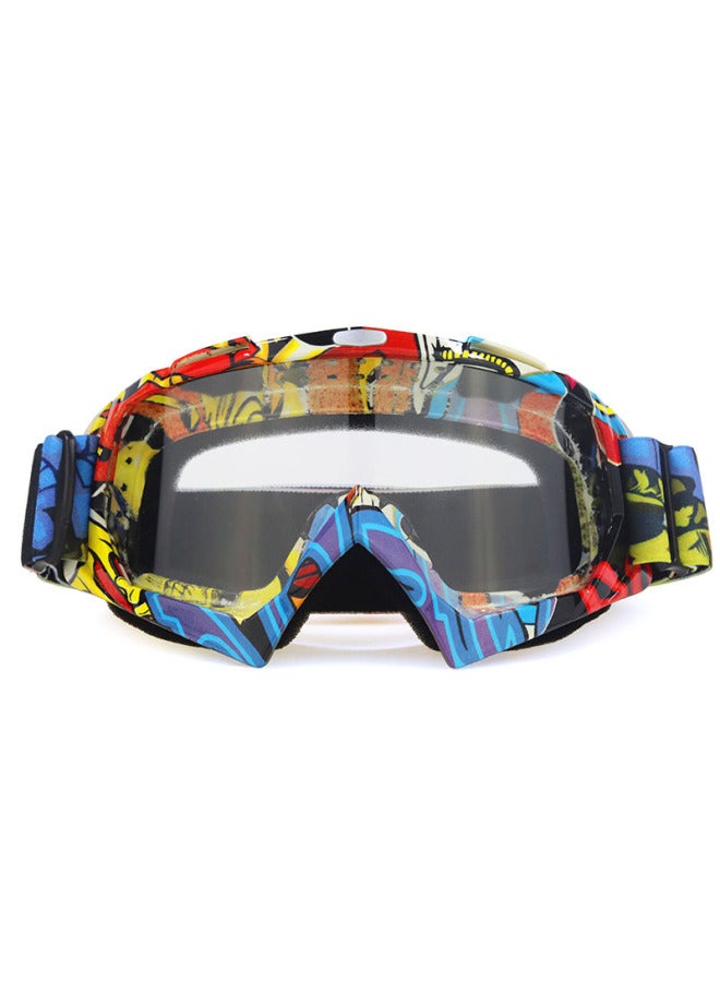 Motocross Helmet Ski Goggles for Men Women - Yellow, Red, Blue, Transparent Frame