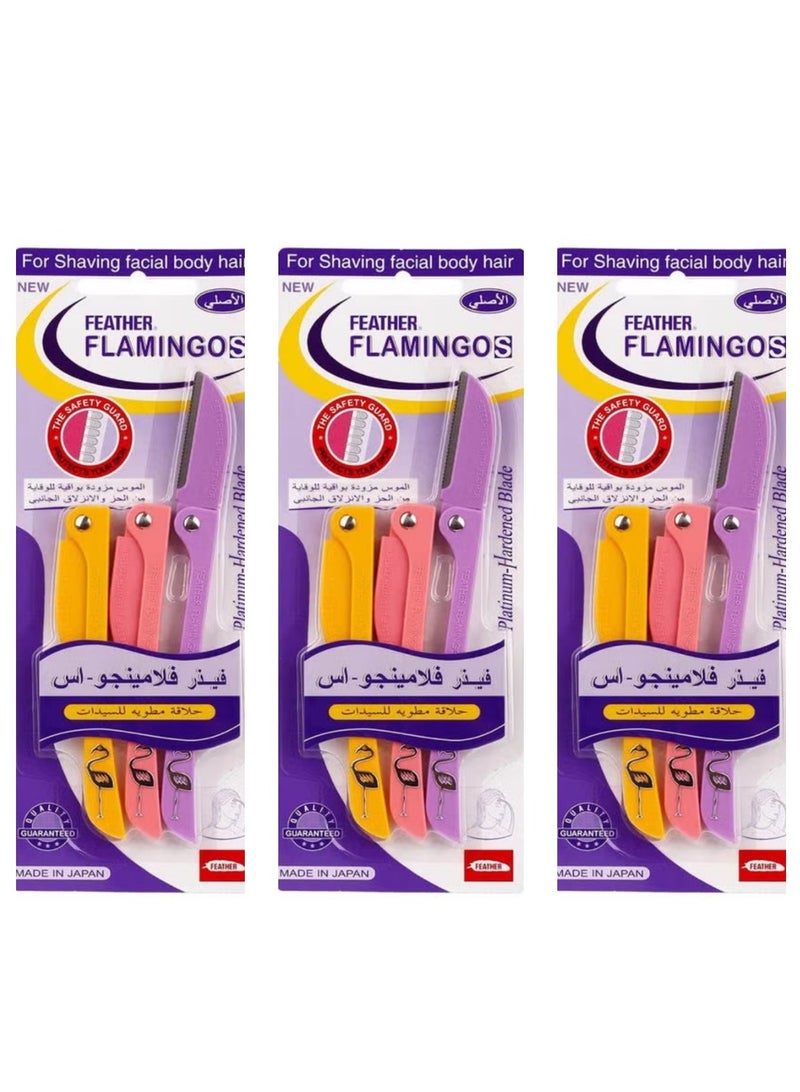 Feather Three Pieces Of 3 Flamingos Facial Touch-up Platinum for women Razor multicolour