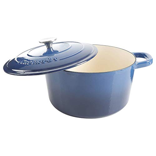 Crock-Pot Artisan Round Enameled Cast Iron Dutch Oven, 7-Quart, Sapphire Blue - Image 3