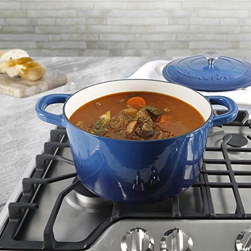 Crock-Pot Artisan Round Enameled Cast Iron Dutch Oven, 7-Quart, Sapphire Blue - Image 5
