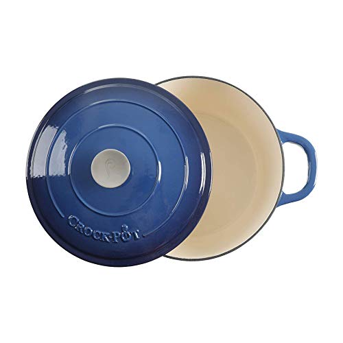 Crock-Pot Artisan Round Enameled Cast Iron Dutch Oven, 7-Quart, Sapphire Blue - Image 2