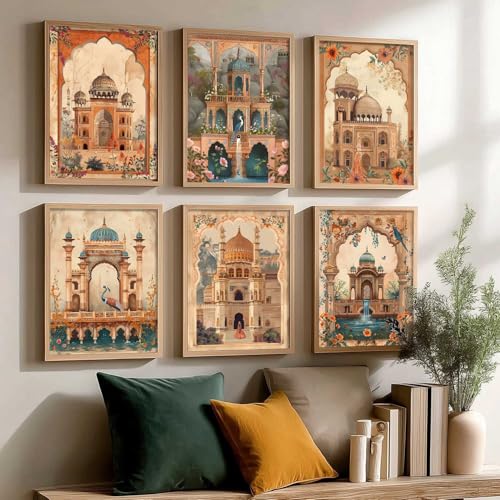 kotart - Madhubani Indian Art Wall Décor Paintings | Painting for wall Decoration | Madhubani Art Painting with Frame for Living Room |Traditional Wall Poster With frames set of 6 (13x17 inch, H) - Image 5