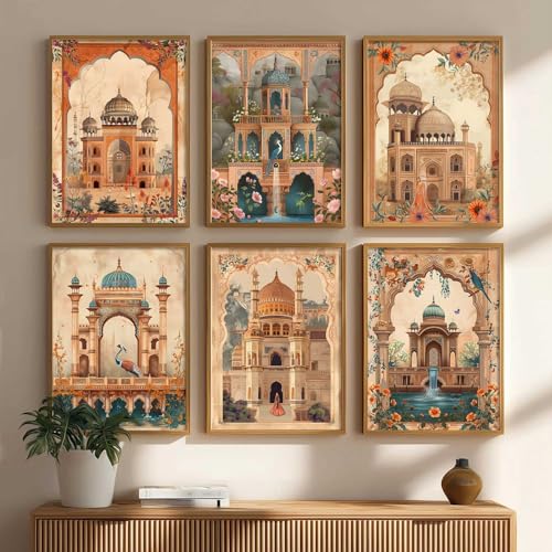 kotart - Madhubani Indian Art Wall Décor Paintings | Painting for wall Decoration | Madhubani Art Painting with Frame for Living Room |Traditional Wall Poster With frames set of 6 (13x17 inch, H) - Image 1