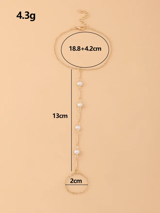 Take Two Take Two Faux Pearl Embellished Chain Anklet