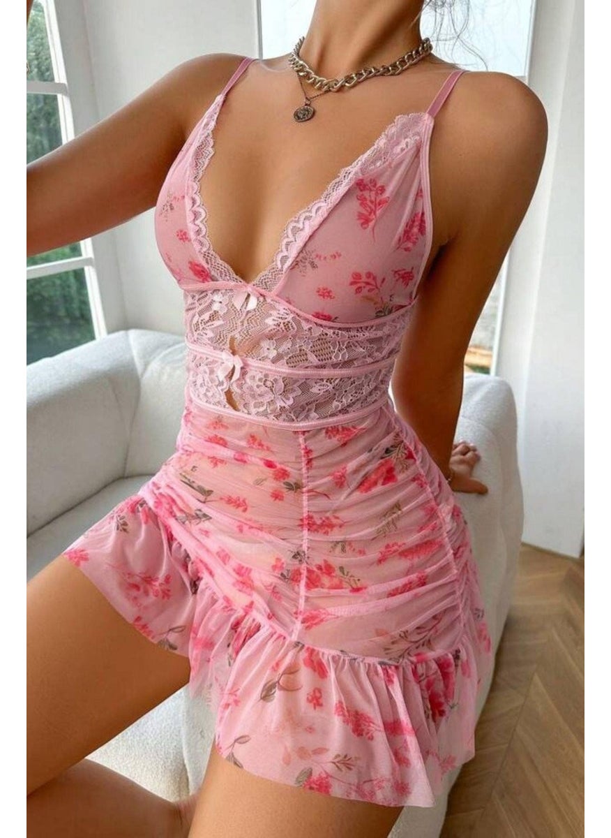 Bella Notte Pink Deep Neck Nightgown  - Image 2