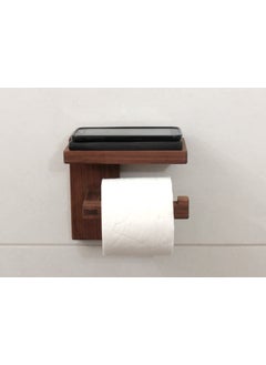IThree IThree Wooden Toilet Paper Holder in Bathroom Toilet Paper roll Holder 1 Toilet Paper roll Hanger Wooden Brown Wall Toilet Roll Holder Rustic Solid Wood Tissue Holder  - Image 1