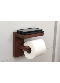 IThree IThree Wooden Toilet Paper Holder in Bathroom Toilet Paper roll Holder 1 Toilet Paper roll Hanger Wooden Brown Wall Toilet Roll Holder Rustic Solid Wood Tissue Holder  - Image 4